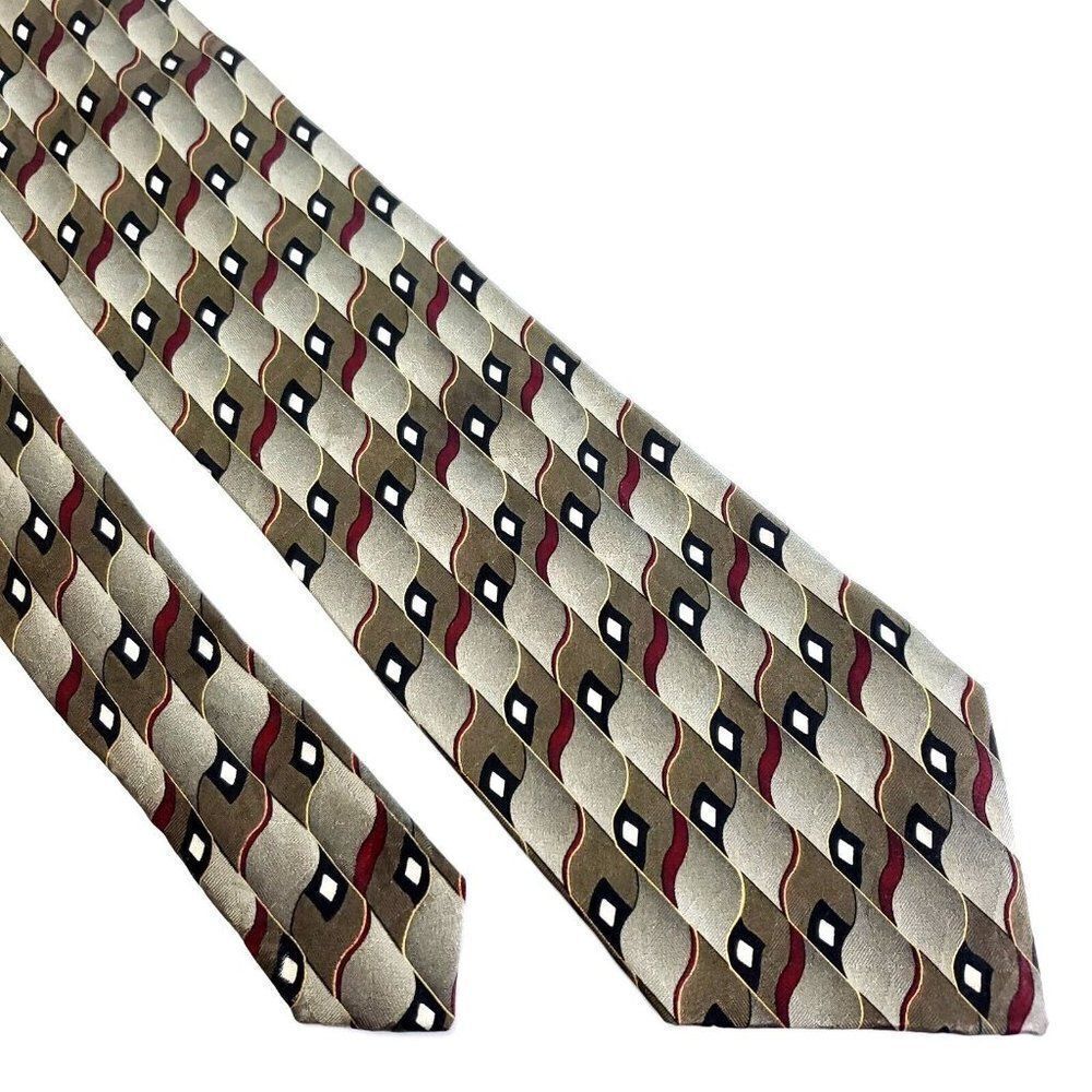 Croft Barrow Silk Tie‎ Print Green Geometric Wide
